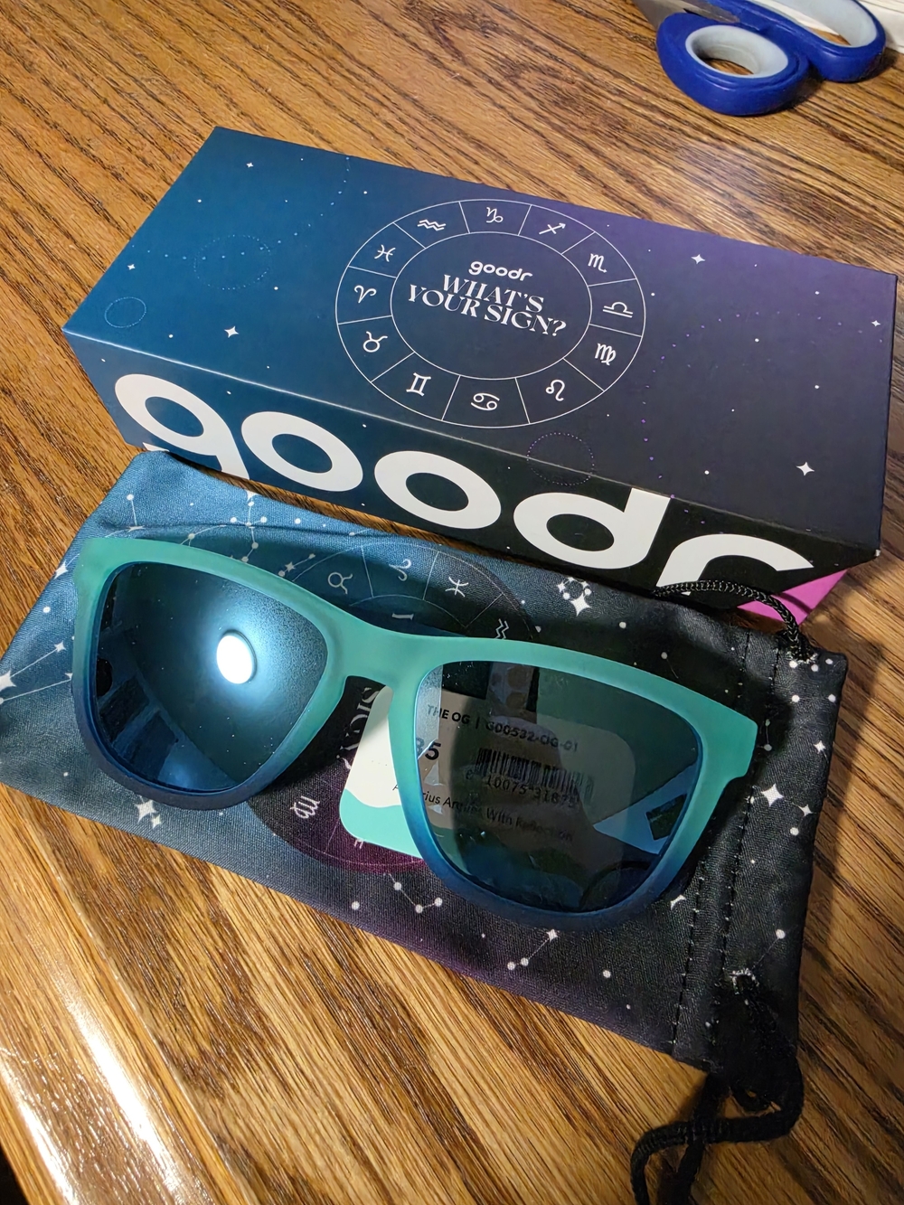 goodr Teal to Blue Gradient Sunglasses "Aquarius Argues With Reflections"